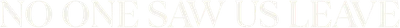 No One Saw Us Leave